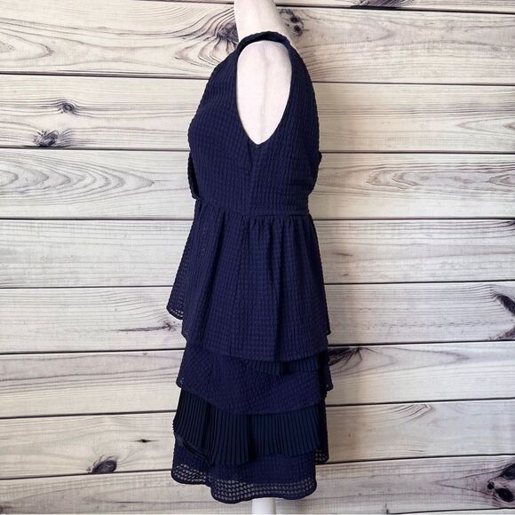 Anthropologie Ric Rac Navy Blue Tiered Layered V Neck Dress - Picture 7 of 9